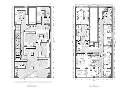 现代工作室 600㎡两层 装饰设计公司 平面布局图 施工图