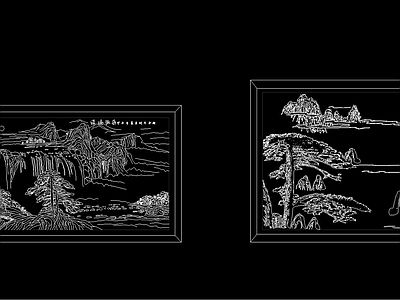 新中式中式挂画 山水画 书法 水墨画 国画 软装 施工图