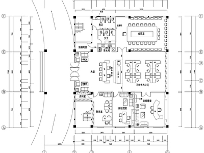 现代办公室 中型公司办公空间 办公室 施工图