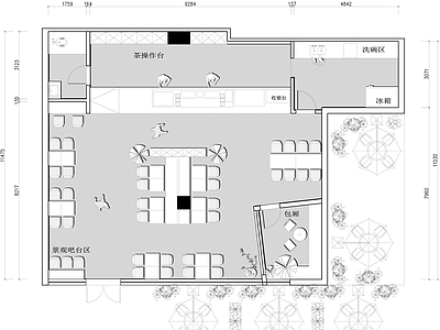 现代咖啡厅 景区奶茶店咖啡厅 施工图