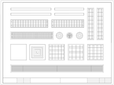 现代灯具图库 格栅灯 节能灯 平板灯 施工图