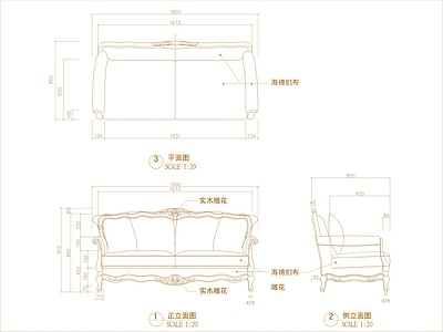 欧式沙发 多人 施工图