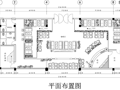 原木咖啡厅 260平米咖啡厅 生态咖啡厅平面图 咖啡厅平面图 施工图