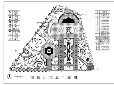 现代广场 广场平面 施工图