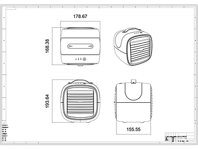 现代电器 桌面小家电 风扇 桌面风扇 施工图