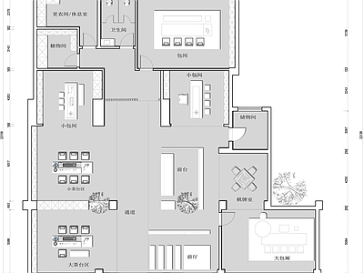 现代会所 茶楼休闲会所平面 施工图