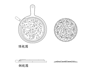 现代西餐厅 比萨菜单设计 比萨摆放方式 比萨切片展示 比萨配料布局 比萨包装设计 施工图