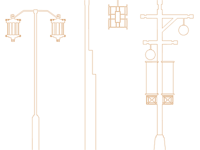 新中式灯具图库 景观灯灯 施工图