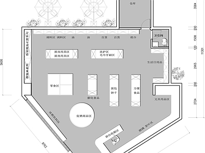 现代超市 生活超市 便利店 施工图