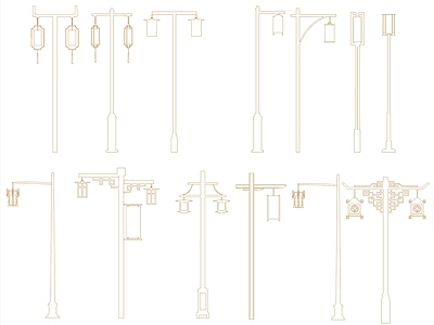 新中式灯具图库 景观灯灯 施工图