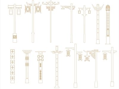 新中式灯具图库 景观灯灯 施工图