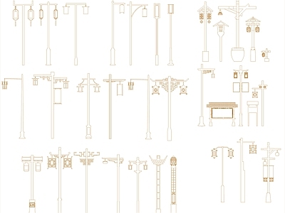 新中式灯具图库 景观灯灯 施工图