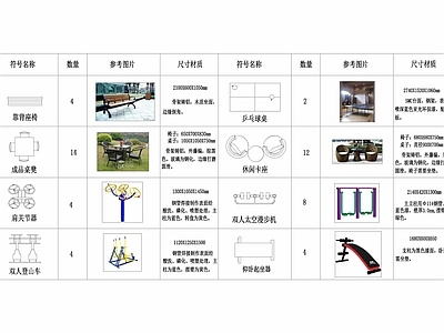 现代综合家具图库 景观户外设施 户外家具 健身设施 室外家具 康体健身 施工图