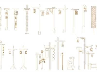 新中式灯具图库 景观灯灯 施工图