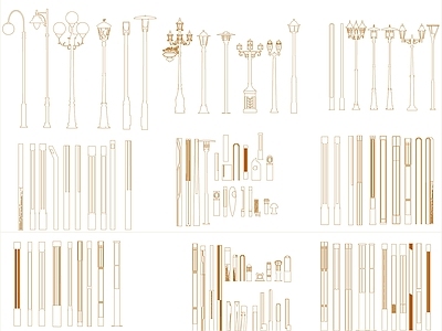 新中式灯具图库 景观灯灯 施工图