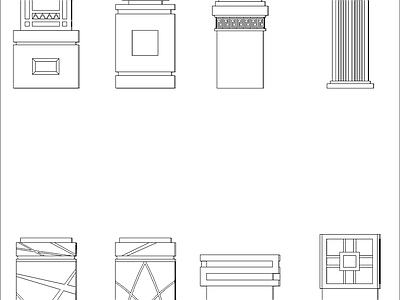 新中式灯具图库 草坪灯 灯柱 施工图