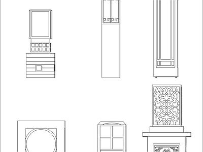 新中式灯具图库 草坪灯 灯柱 施工图