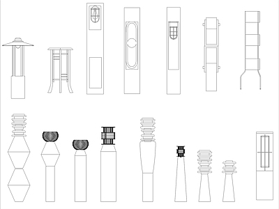 新中式灯具图库 景观灯 施工图