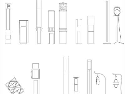 新中式灯具图库 景观灯 施工图