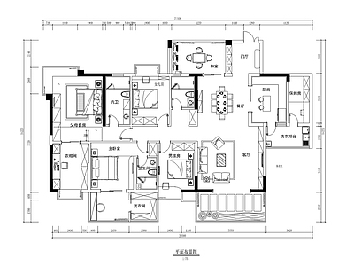 平层 平面设计布置图 大平层 四室两厅 两室一厅 小户型 施工图