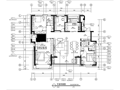 平层 平面设计布置图 小户型 四室两厅 两室一厅 施工图