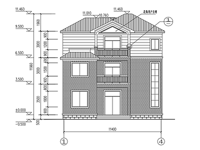 现代别墅建筑 自建房 三层 施工图