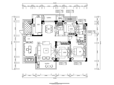 平层 平面设计布置图 四室两厅 两室一厅 大平层 施工图