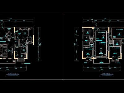 平层 平面设计布置图 两室一厅 四室两厅 小户型 施工图