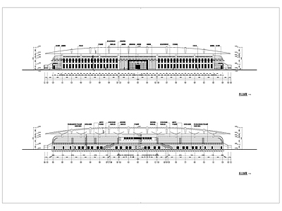 现代建筑工程节点 运动场看台 足球场 校园看台 田径场 施工图