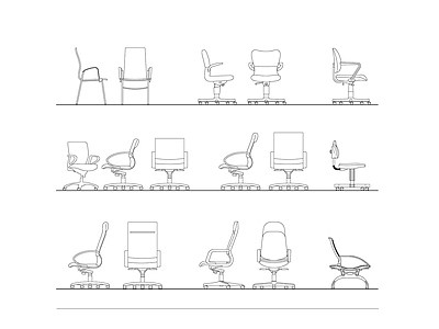 现代办公室 办公椅前视图 办公椅侧视图 办公椅俯视图 办公椅仰视图 办公椅细节图 施工图