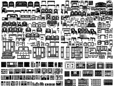 中式综合家具图库 中式家具 欧式家具 家具 家具素材 实木家具 施工图