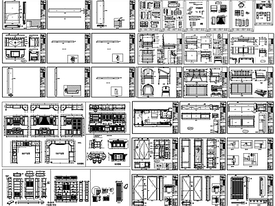 中式综合家具图库 博古柜 装饰柜 博古架素材 装饰柜设计 施工图