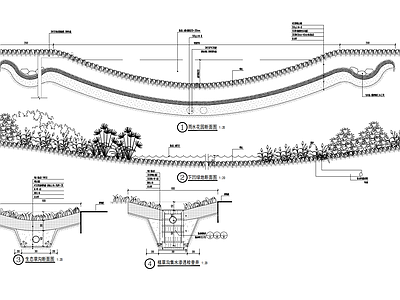 现代综合景观图库 海绵城市设施做法 溢流口做法 盲管做法 植草沟做法 施工图