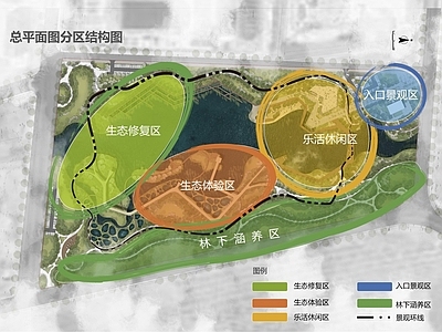 景观平面图 生态湿地公园 栈道 休闲公园 施工图