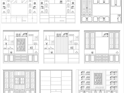 现代柜子 9组装饰柜书柜 施工图