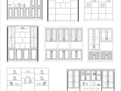 现代柜子 8组装饰柜书柜 施工图