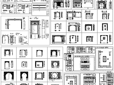 现代综合家具图库 垭口 酒柜 垭口 酒柜素材 施工图