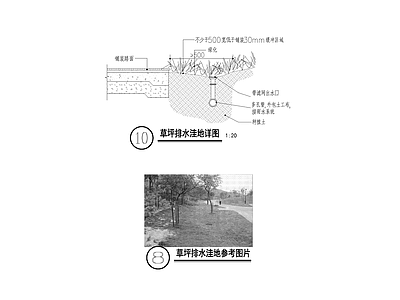 给排水节点详图 草坪排水洼地 施工图