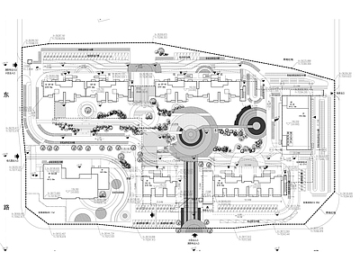 景观平面图 住宅小区总图景观 创意圆形方案 住宅地产景观 施工图