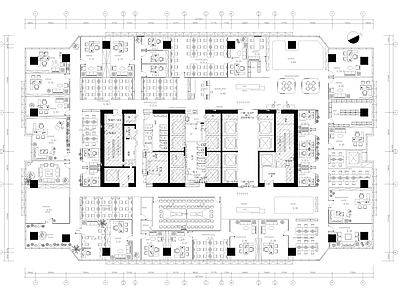 现代整体办公空间 5000平办公室 办公室 平面方案 施工图