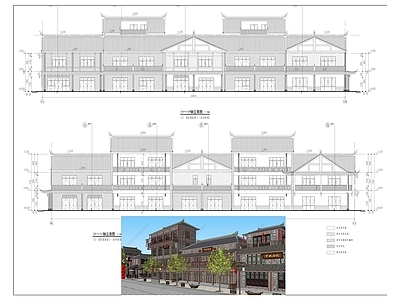 中式新中式商业街 中式商业街 仿古商业街 新中式美食街 建筑详图 古建筑详图 施工图