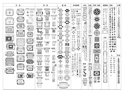 现代综合家具图库 家具 植物 洁具 施工图