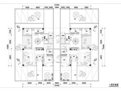 现代别墅建筑 第四代住宅 350㎡叠拼户型 别墅 施工图