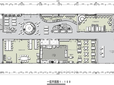 现代其他商业空间 共享咖啡办公空间 咖啡办公书店平面 咖啡书店平面图 施工图