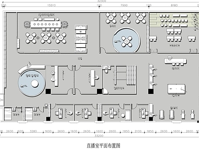 现代直播间 直播公司平面图 直播办公室设计 办公室直播间平面 施工图