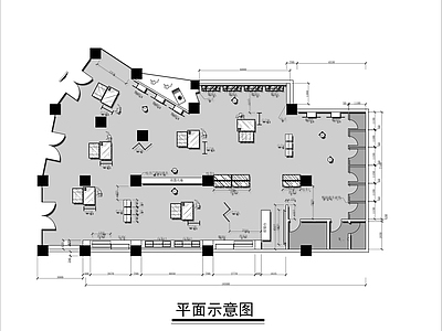 现代服装店 服装平面图 汉服平面图 服装店展示平面图 施工图