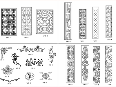 新中式中式其他图库 中式格角图块 施工图