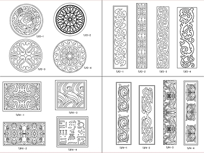 新中式中式其他图库 中式格角图块 施工图