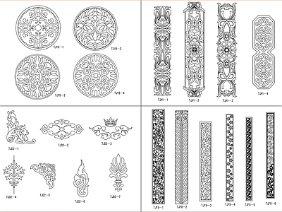 新中式中式其他图库 中式格角图块 施工图