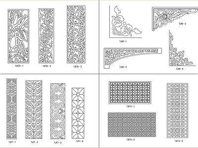 新中式中式其他图库 中式格角图块 施工图